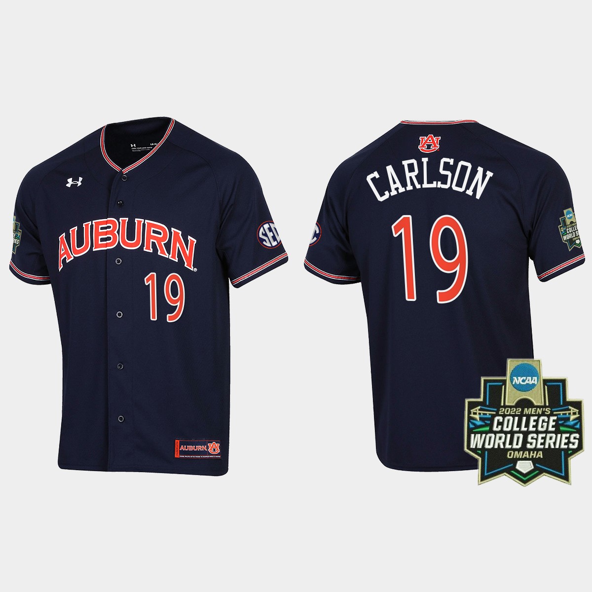 Brooks Carlson Auburn Tigers 2022 World Series Jersey - Navy