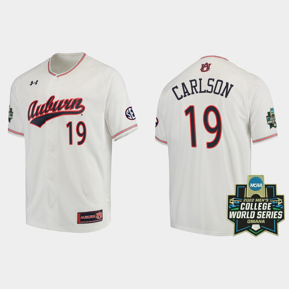 Brooks Carlson Auburn Tigers 2022 World Series Jersey - White