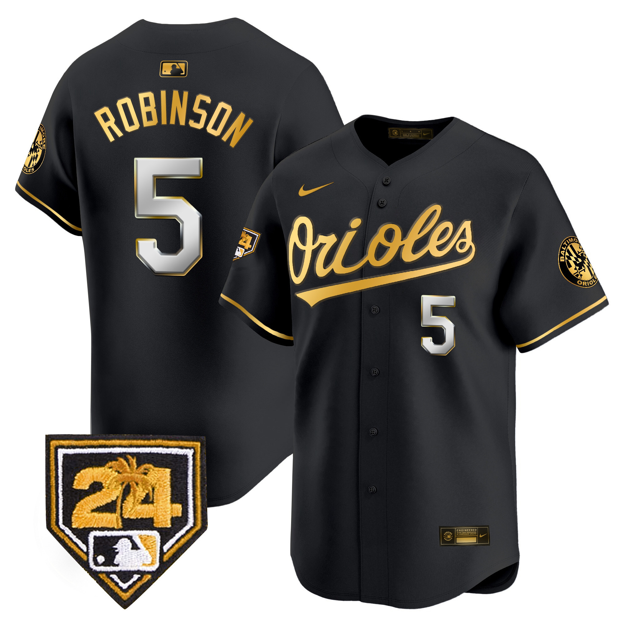 Brooks Robinson Men's Baltimore Orioles 2024 Spring Training Patch Vapor Premier Limited Black Limited Jersey - All Stitched