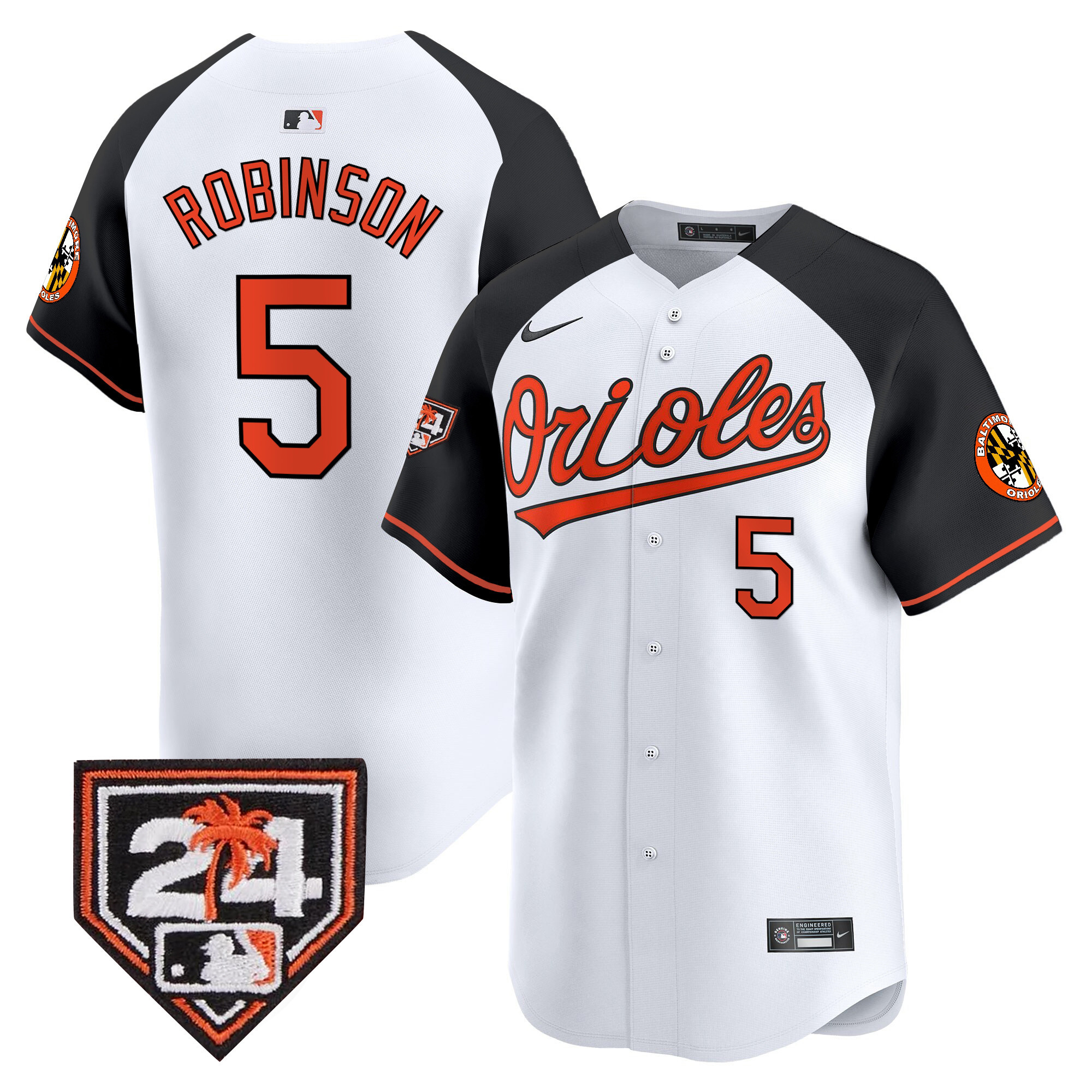 Brooks Robinson Men's Baltimore Orioles 2024 Spring Training Patch Vapor Premier Limited White Alternate Jersey - All Stitched