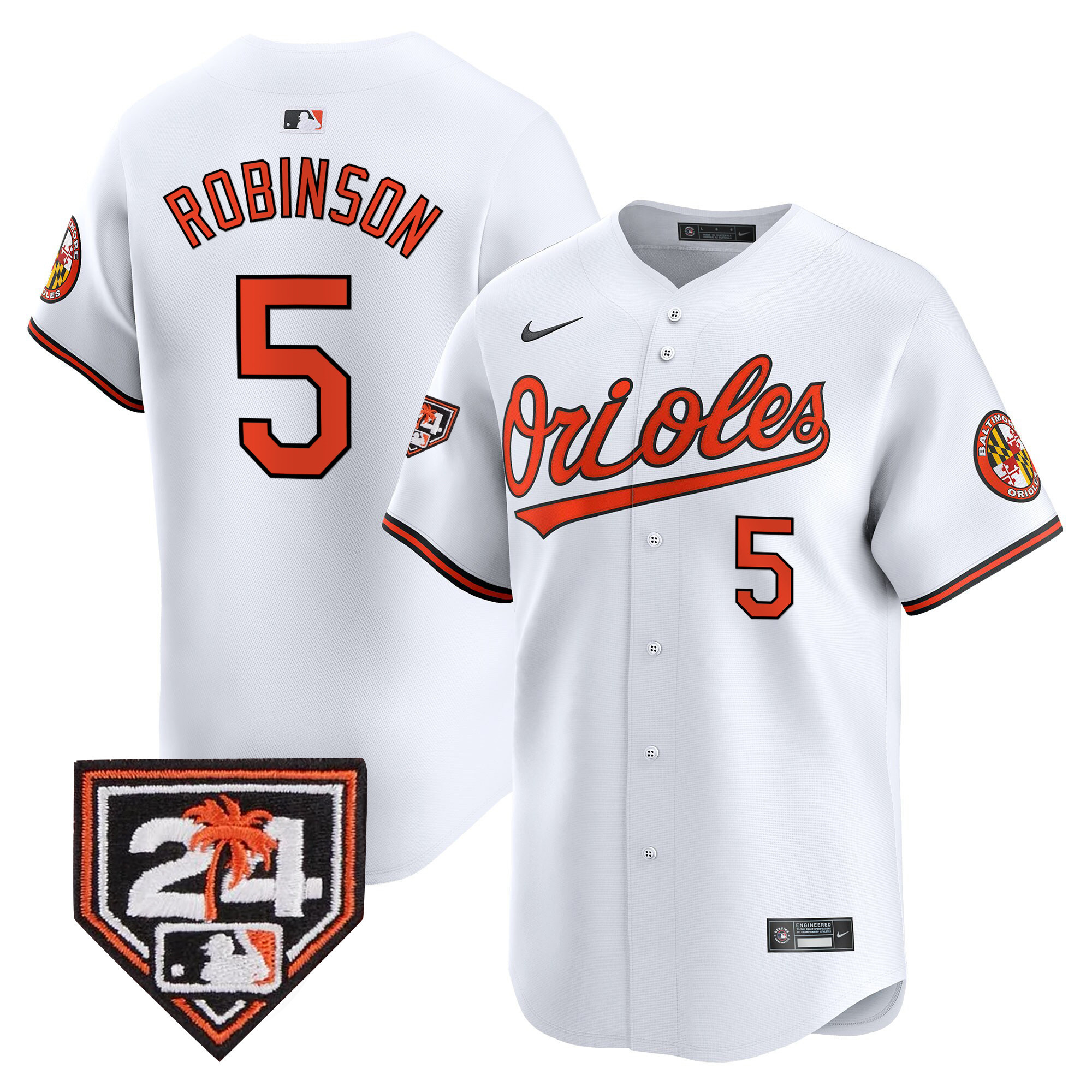 Brooks Robinson Men's Baltimore Orioles 2024 Spring Training Patch Vapor Premier Limited White Jersey - All Stitched