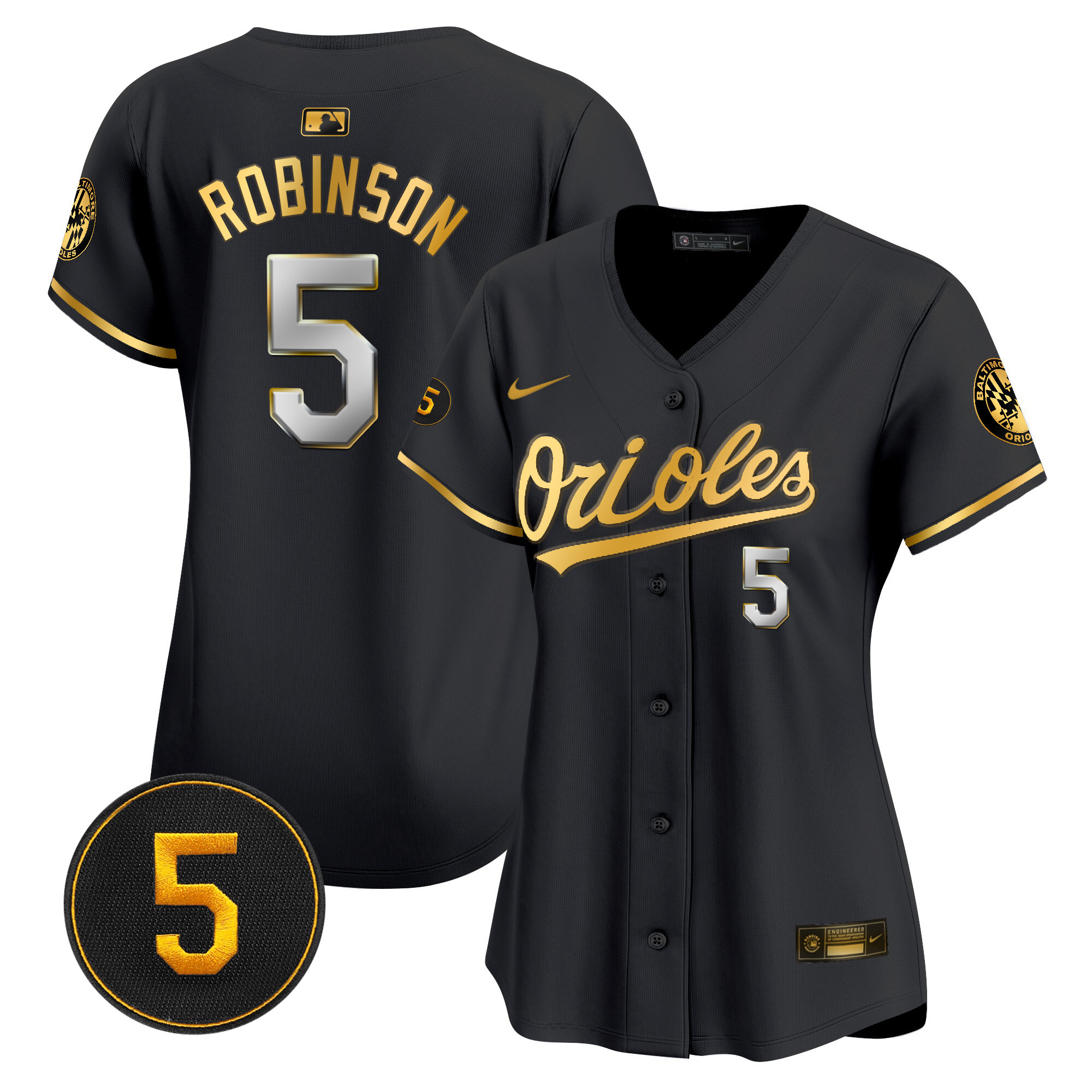 Brooks Robinson Women’s Baltimore Orioles Robinson Patch Vapor Premier Limited Black Limited Jersey - All Stitched