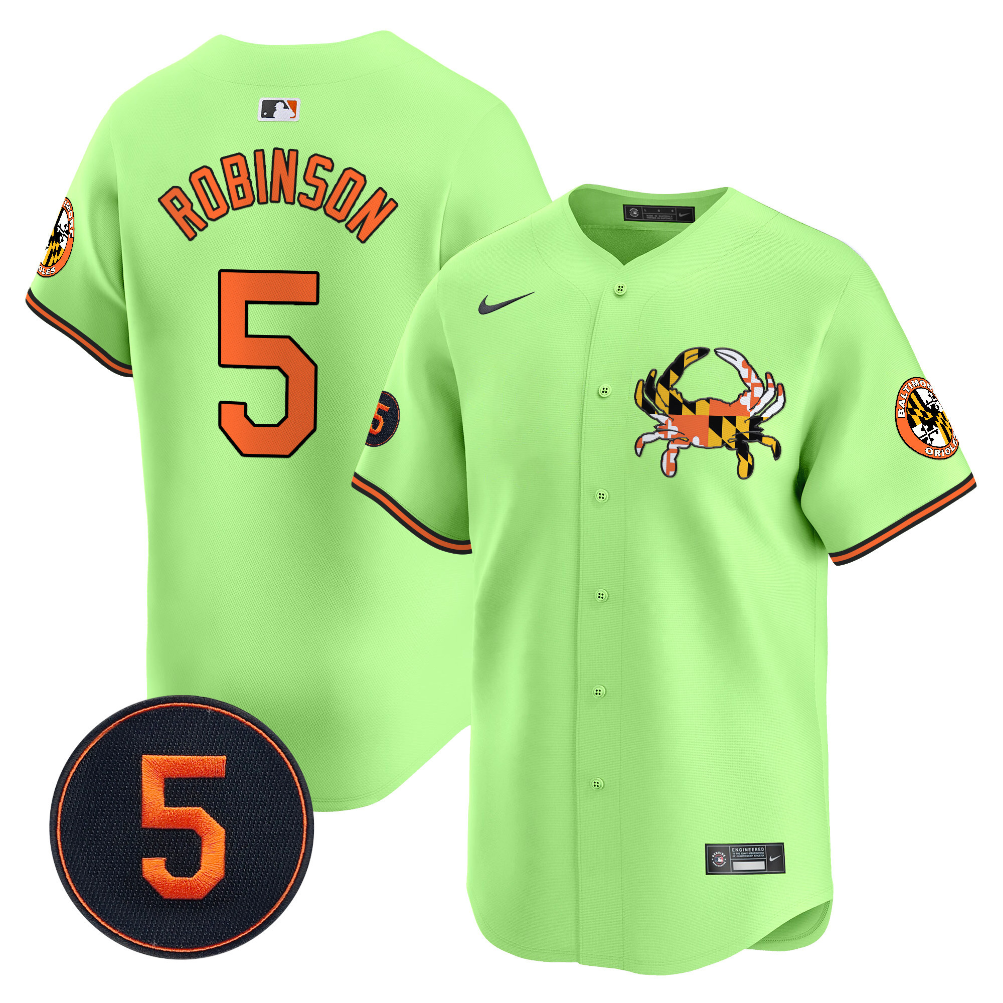 Brooks RobinsonUnisex Baltimore Orioles Robinson Patch Vapor Premier Limited Light Green Jersey V3 - All Stitched