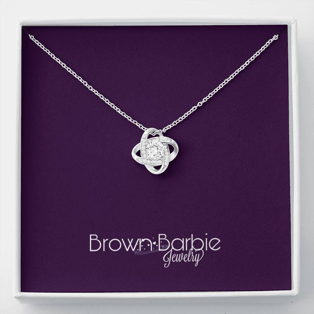 Brown Barbie Dark Purple Love Knot Necklace Gift For Mom