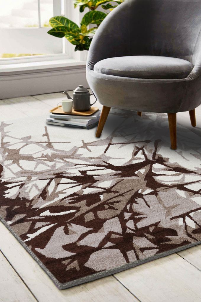 Brown Beige Flower Limited Edition Rectangle Rug