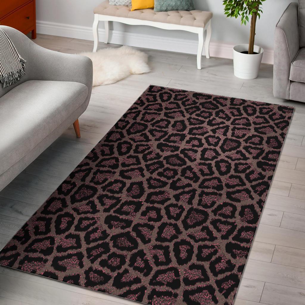 Brown Cheetah Leopard Pattern Print Area Limited Edition Rectangle Rug