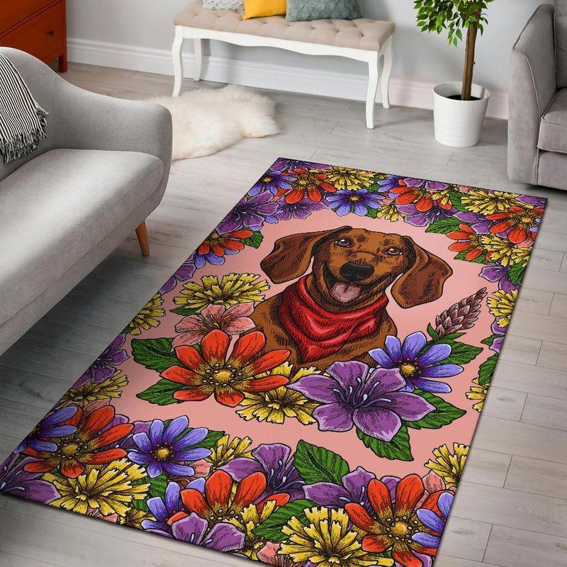 Brown Dachshund Area Rectangle Rug