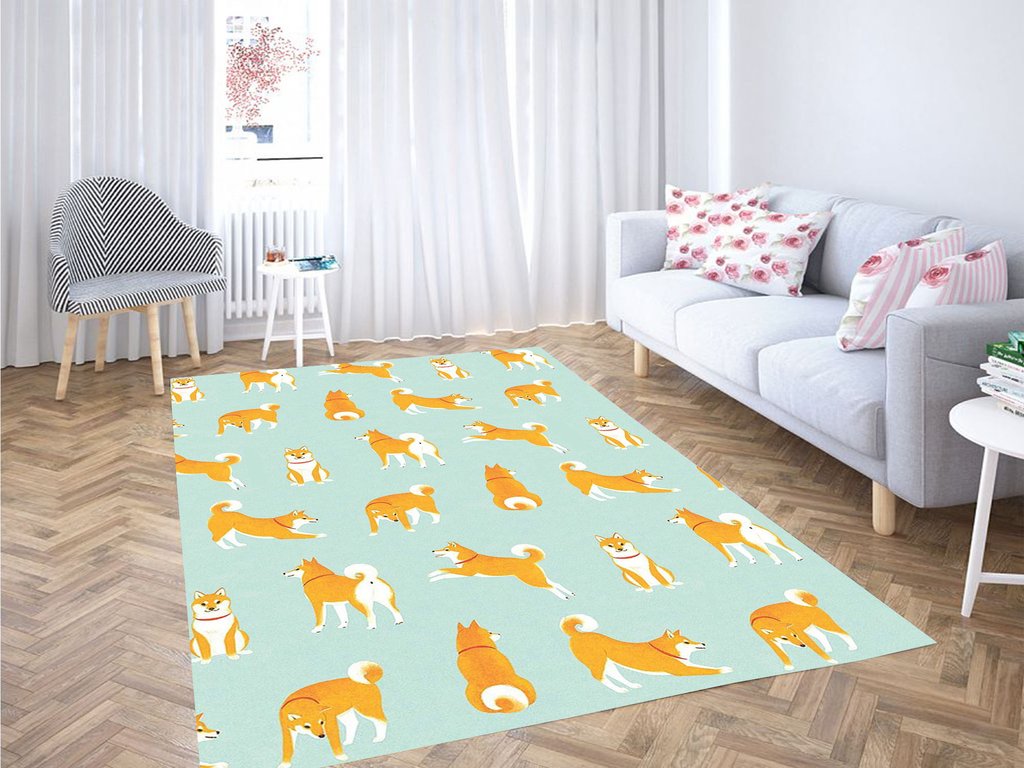 Brown Dog Living Room Modern Carpet Rectangle Rug