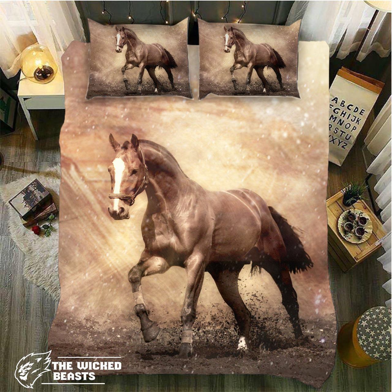 Brown Horse 3D Customized Duvet Cover Bedding Set