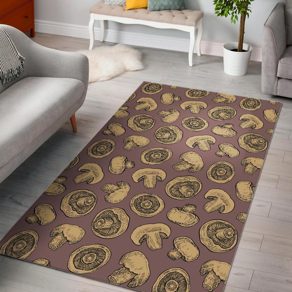 Brown Mushroom Pattern Print Area Limited Edition Rectangle Rug