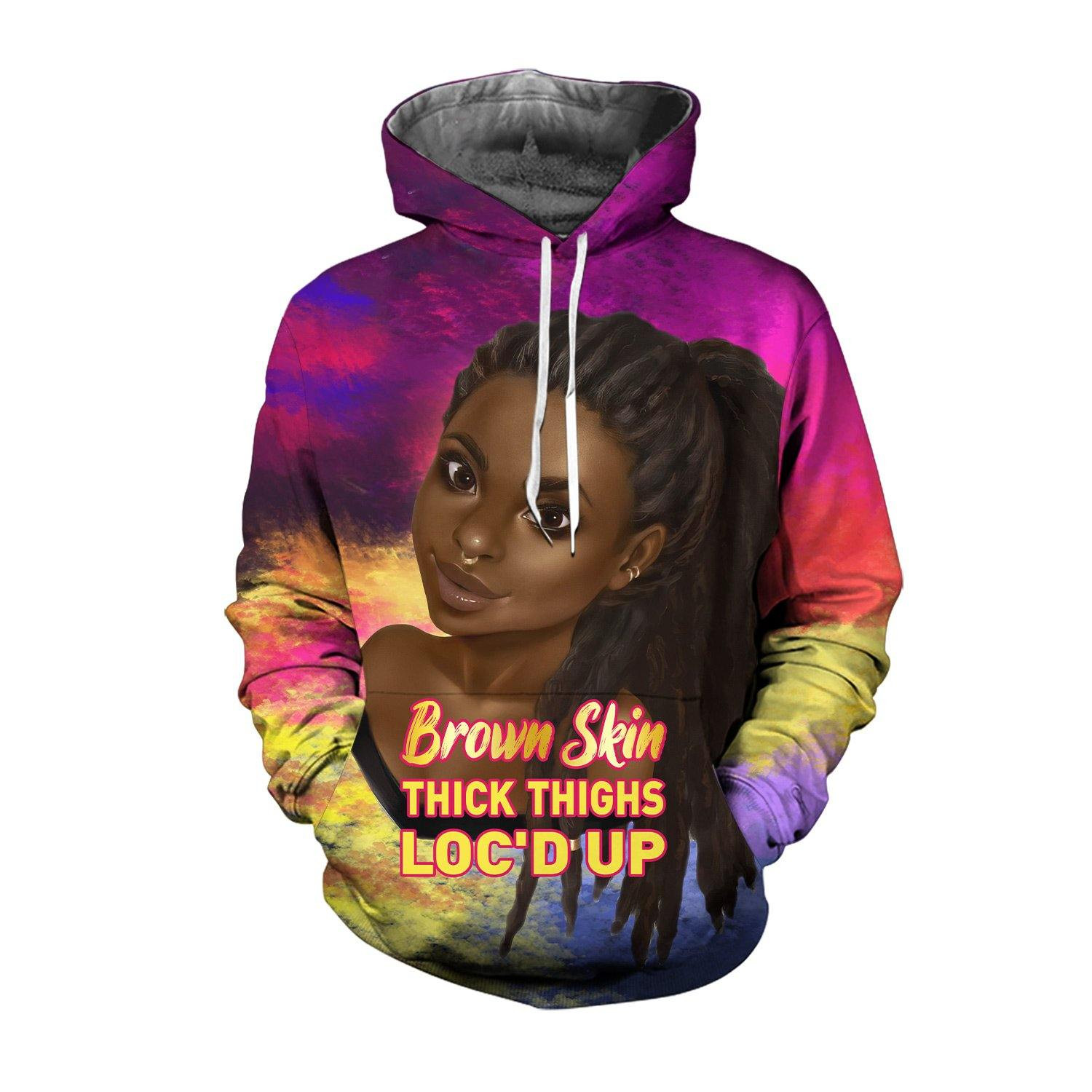Brown Skin Thick Thighs Loc’D Up Aop Hoodie