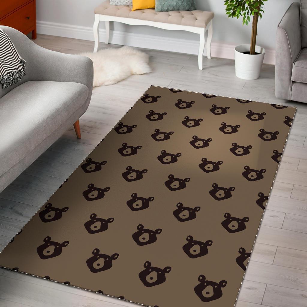 Brown Teddy Bear Pattern Print Area Limited Edition Rectangle Rug