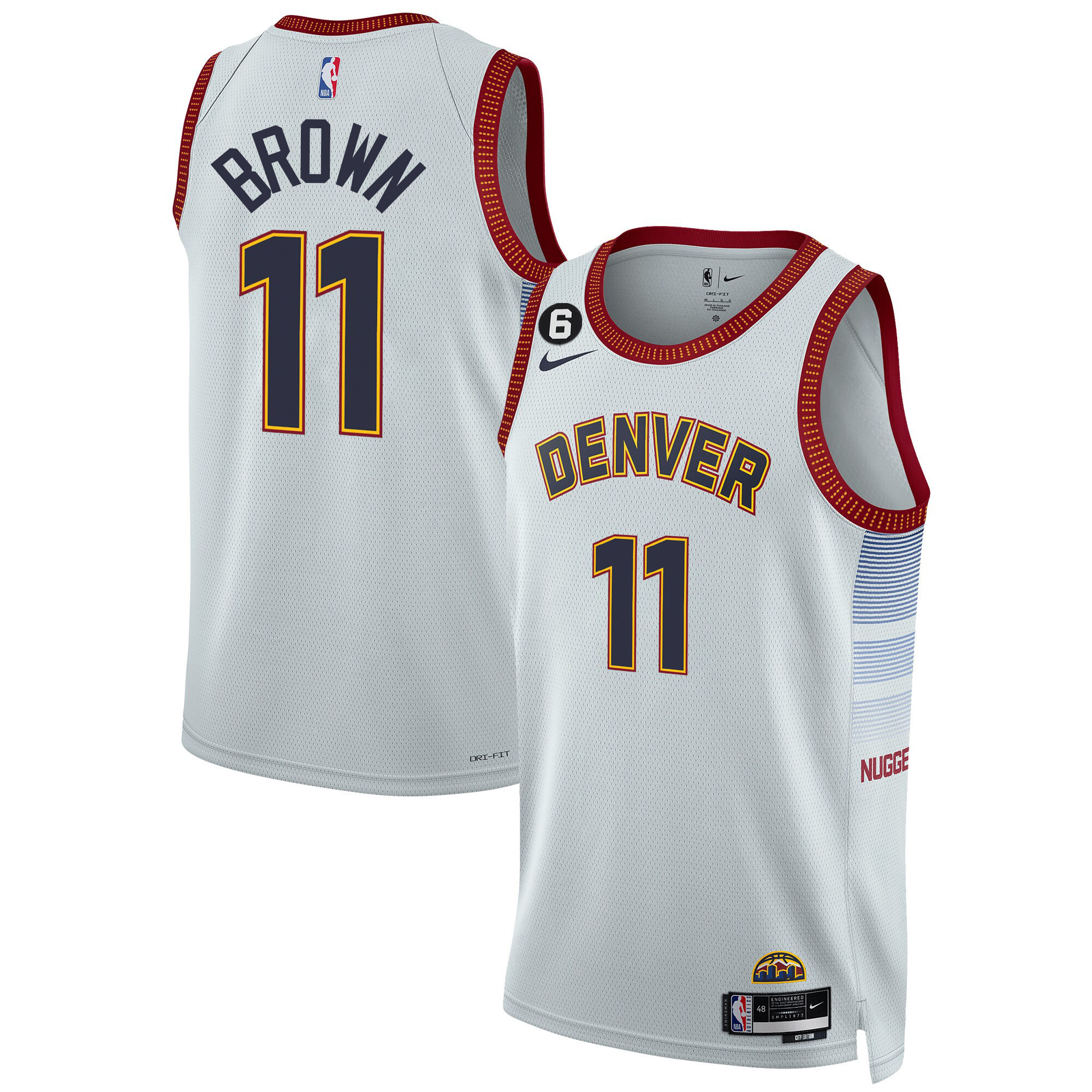 Bruce Brown Men's Denver Nuggets #6 Patch Collection City Jersey - All Stitched