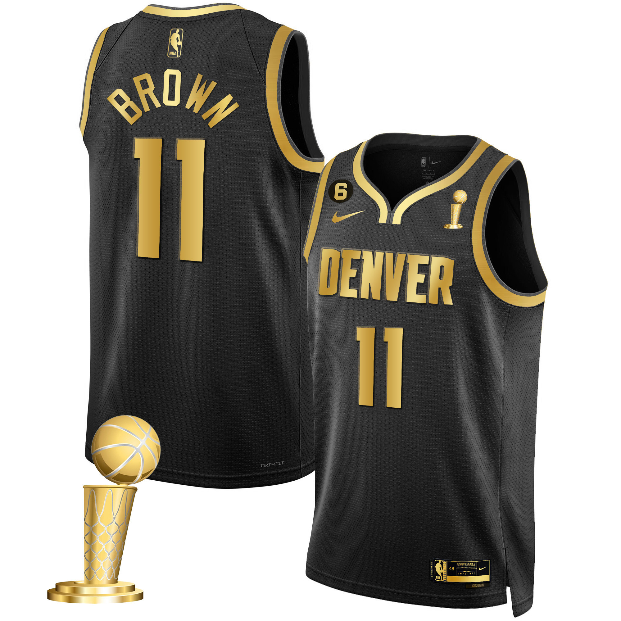 Bruce Brown Men's Denver Nuggets 2023 Champions Black & White Gold Black Gold Jersey - All Stitched