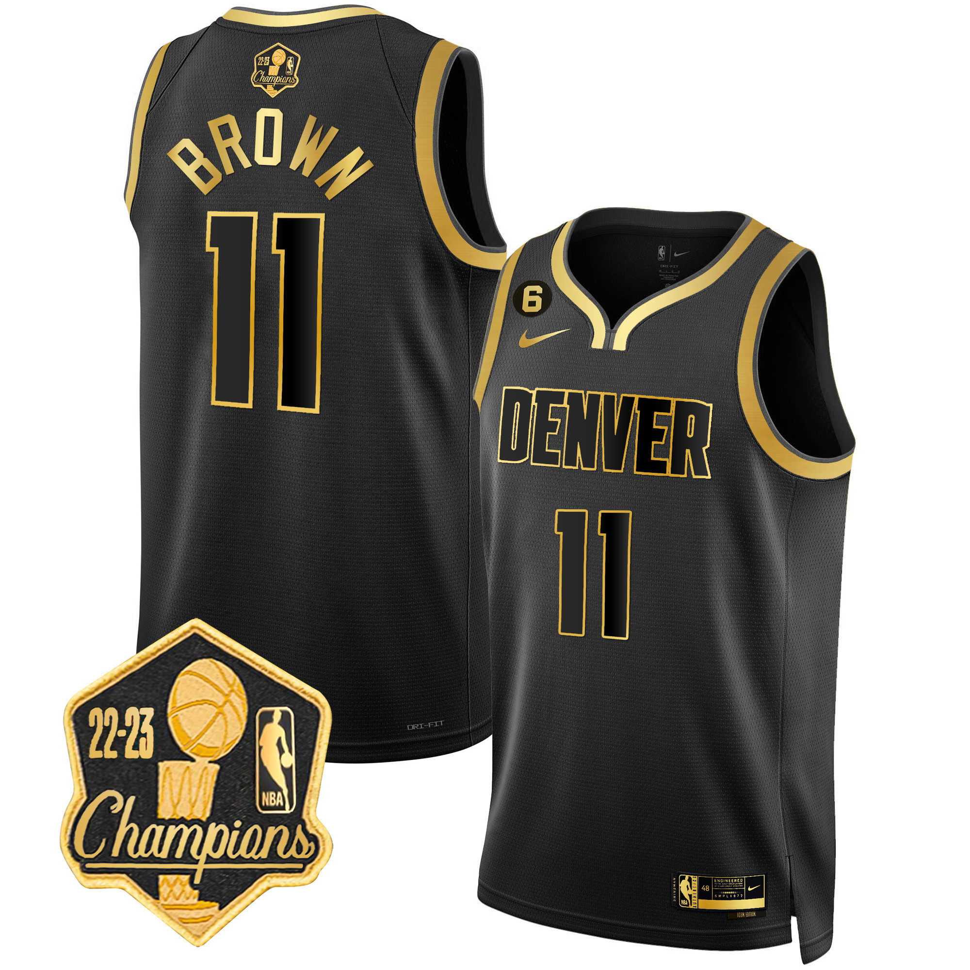 Bruce Brown Men's Denver Nuggets 2023 Champions Limited Patch Black Gold Jersey - All Stitched