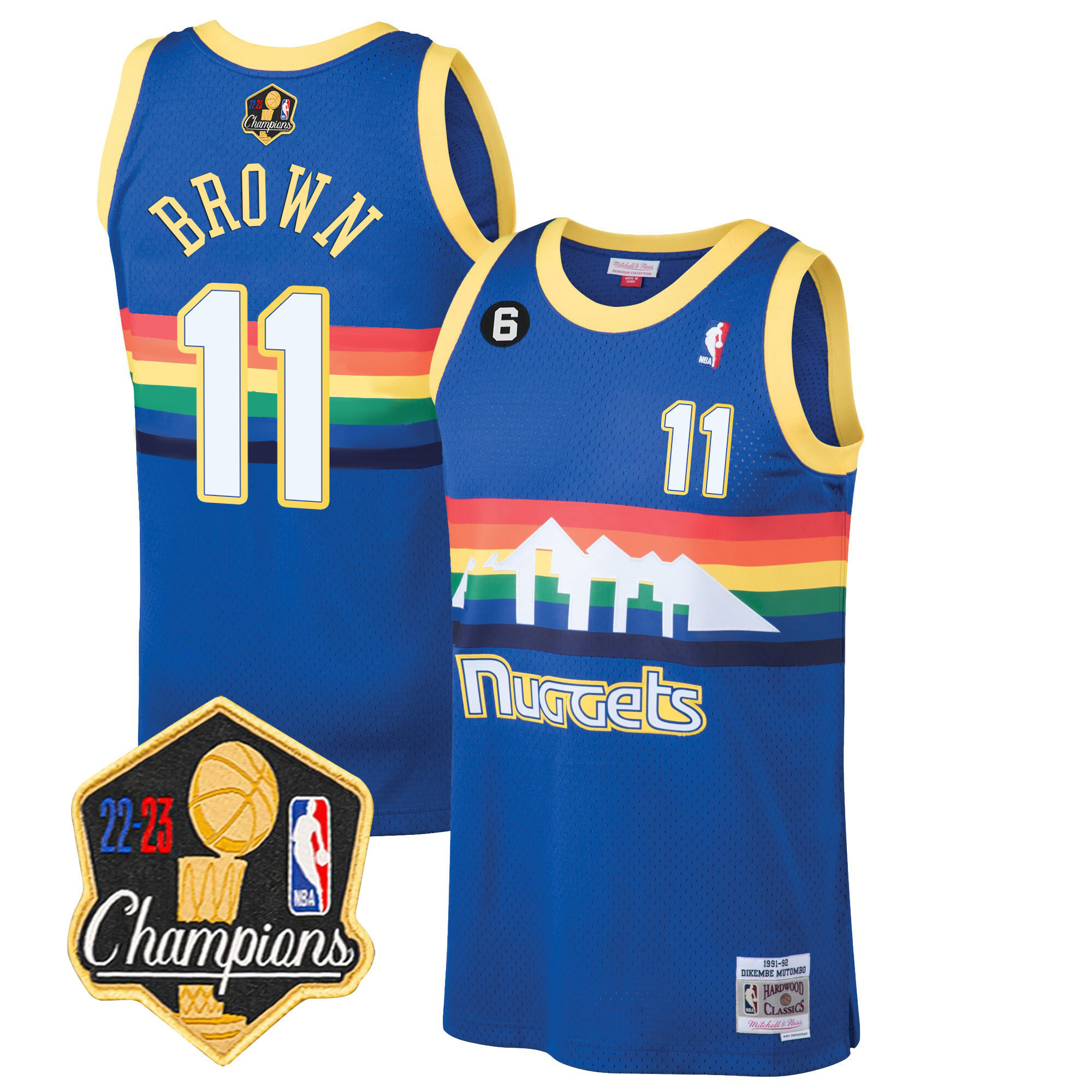Bruce Brown Men's Denver Nuggets 2023 Champions Limited Patch Blue Classic Jersey - All Stitched
