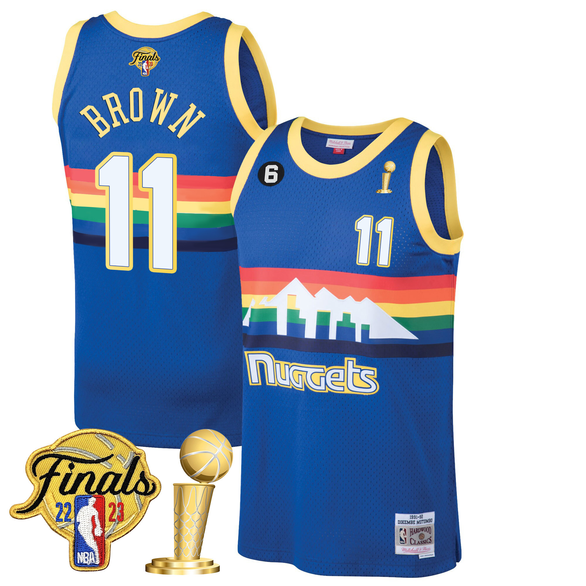 Bruce Brown Men's Denver Nuggets 2023 Finals & Champions Patch Blue Classic Jersey - All Stitched