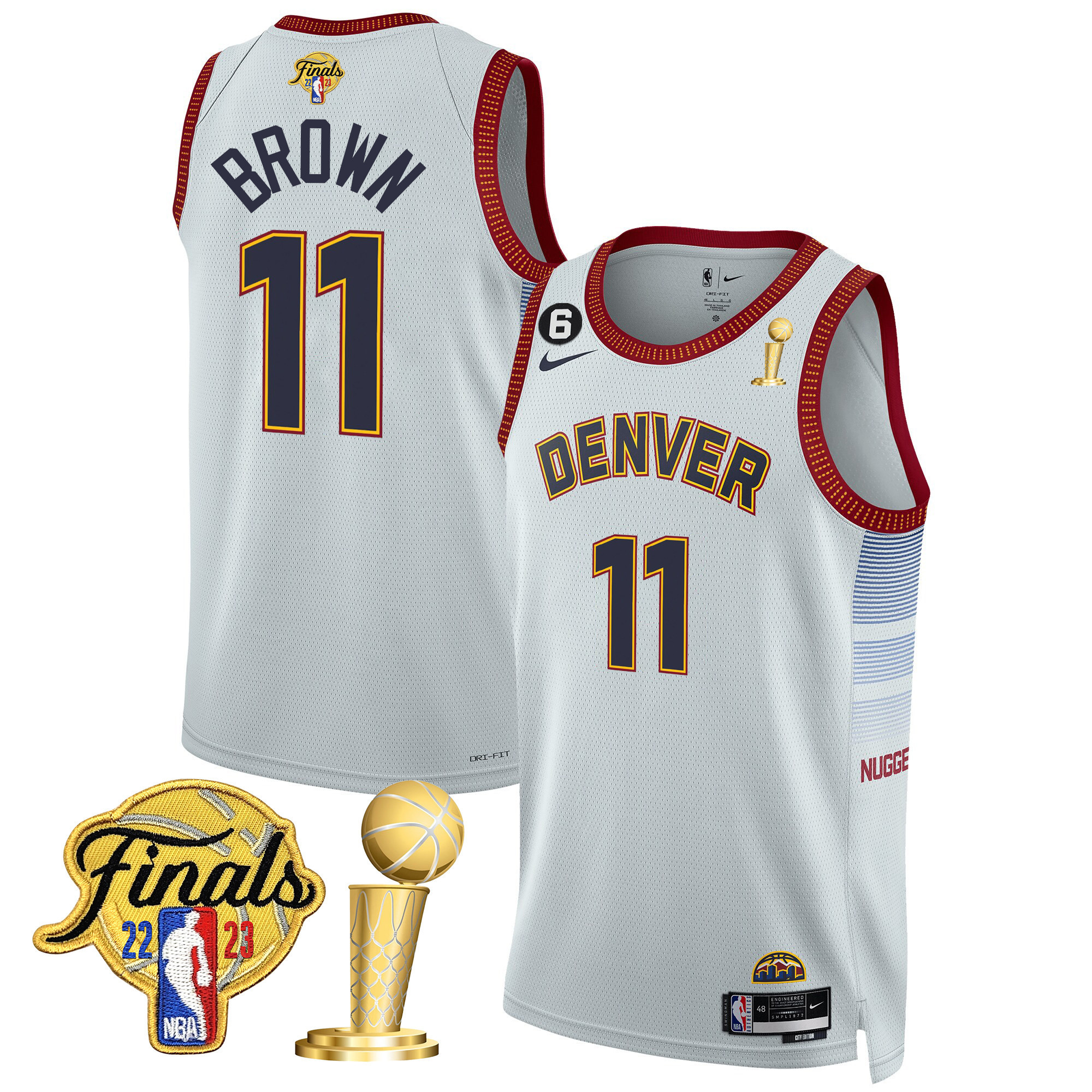 Bruce Brown Men's Denver Nuggets 2023 Finals & Champions Patch City Jersey - All Stitched