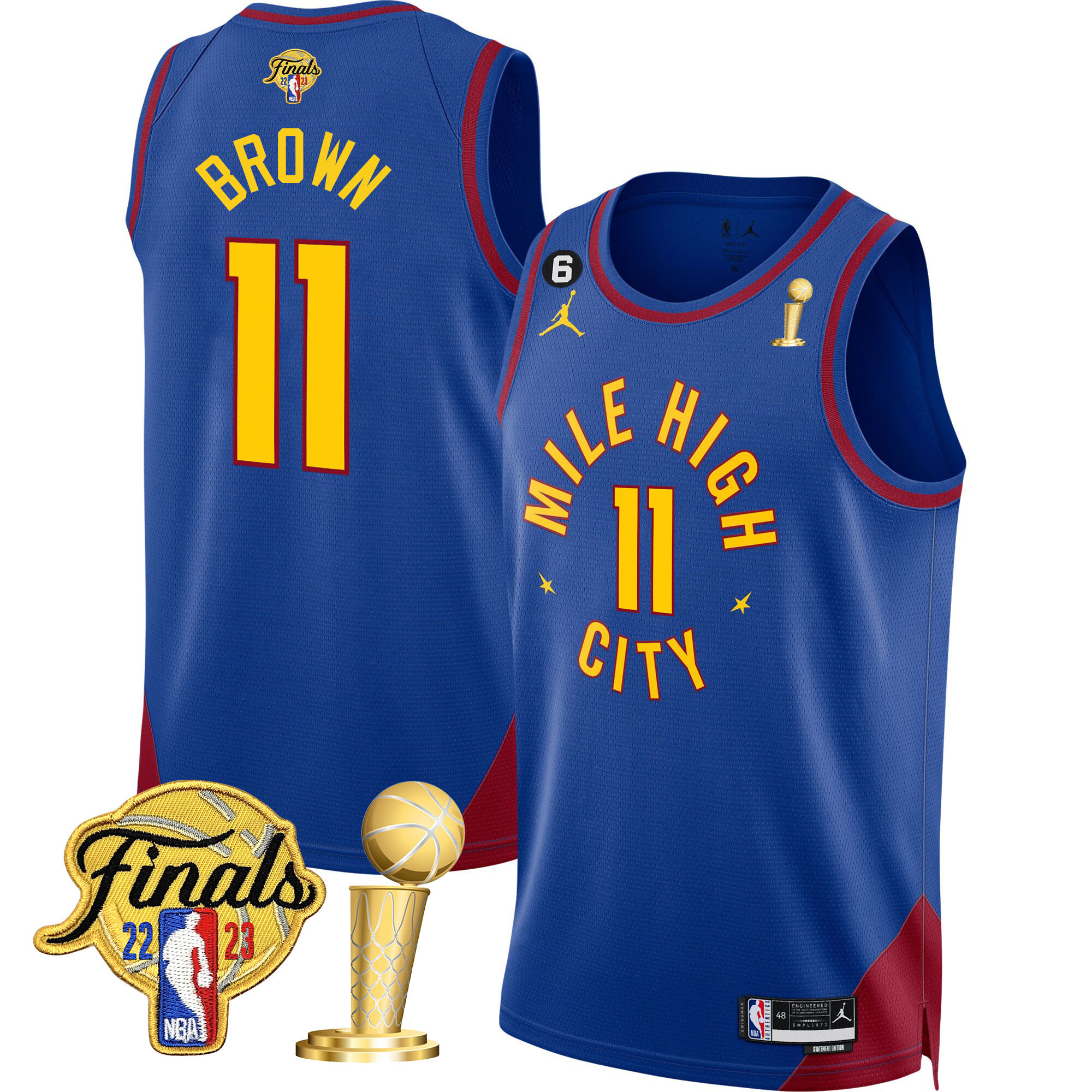 Bruce Brown Men's Denver Nuggets 2023 Finals & Champions Patch Statement Jersey - All Stitched