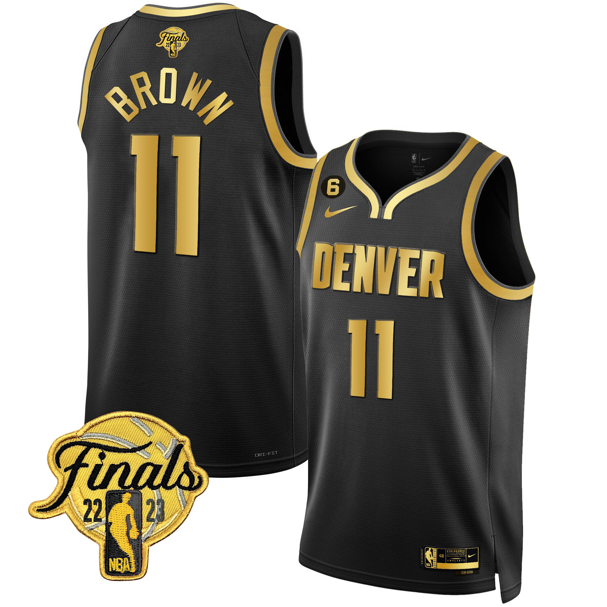 Bruce Brown Men's Denver Nuggets 2023 Finals Patch Black & White Gold Black Gold Jersey - All Stitched