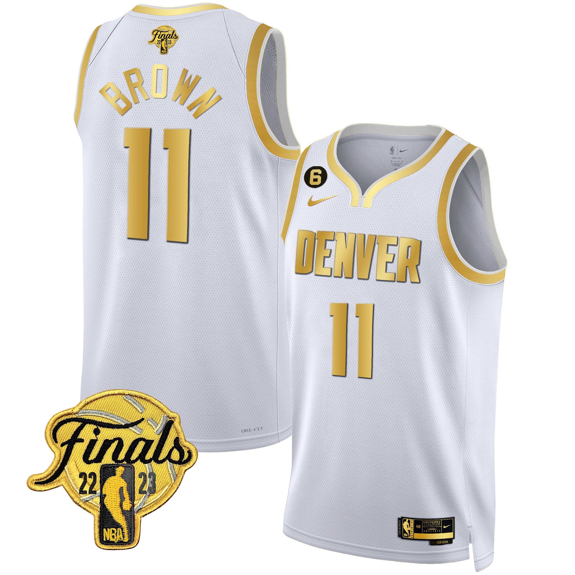 Bruce Brown Men's Denver Nuggets 2023 Finals Patch Black & White Gold Jersey - All Stitched