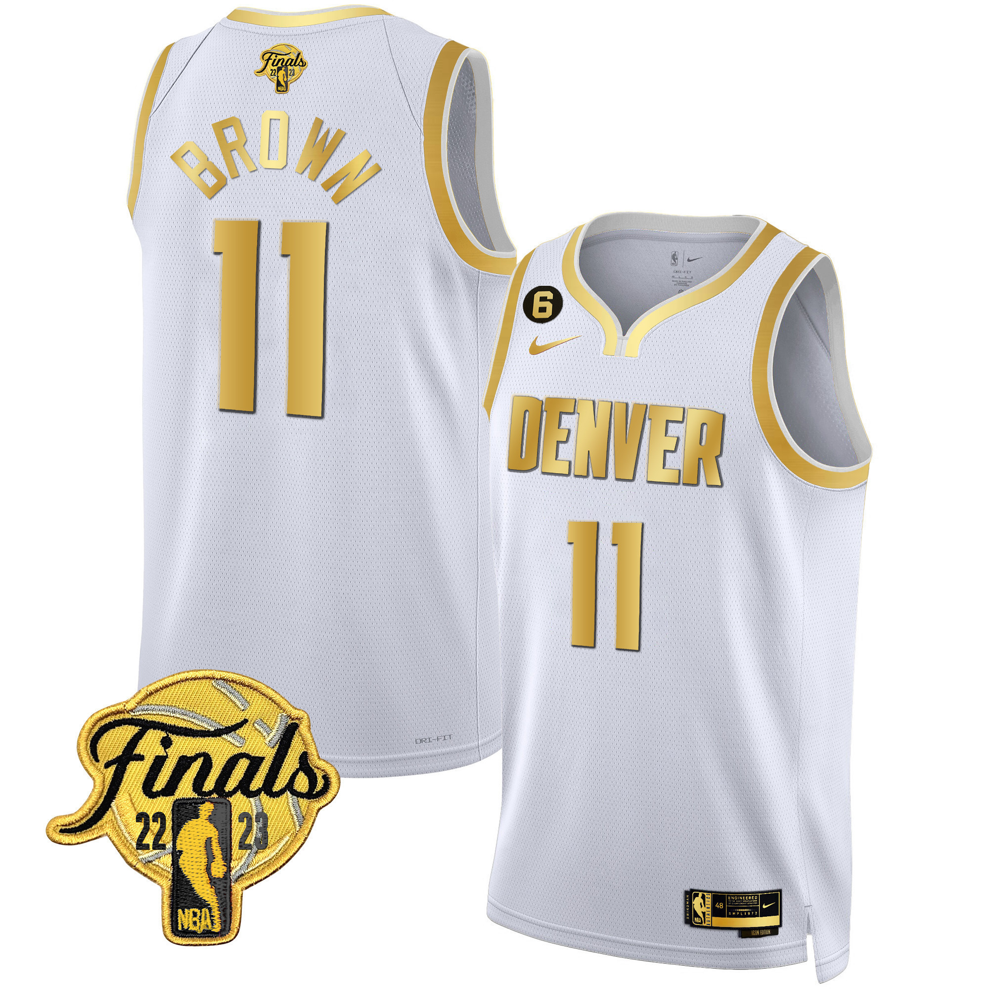 Bruce Brown Men's Denver Nuggets 2023 Finals Patch Black & White Gold Jersey - All Stitched