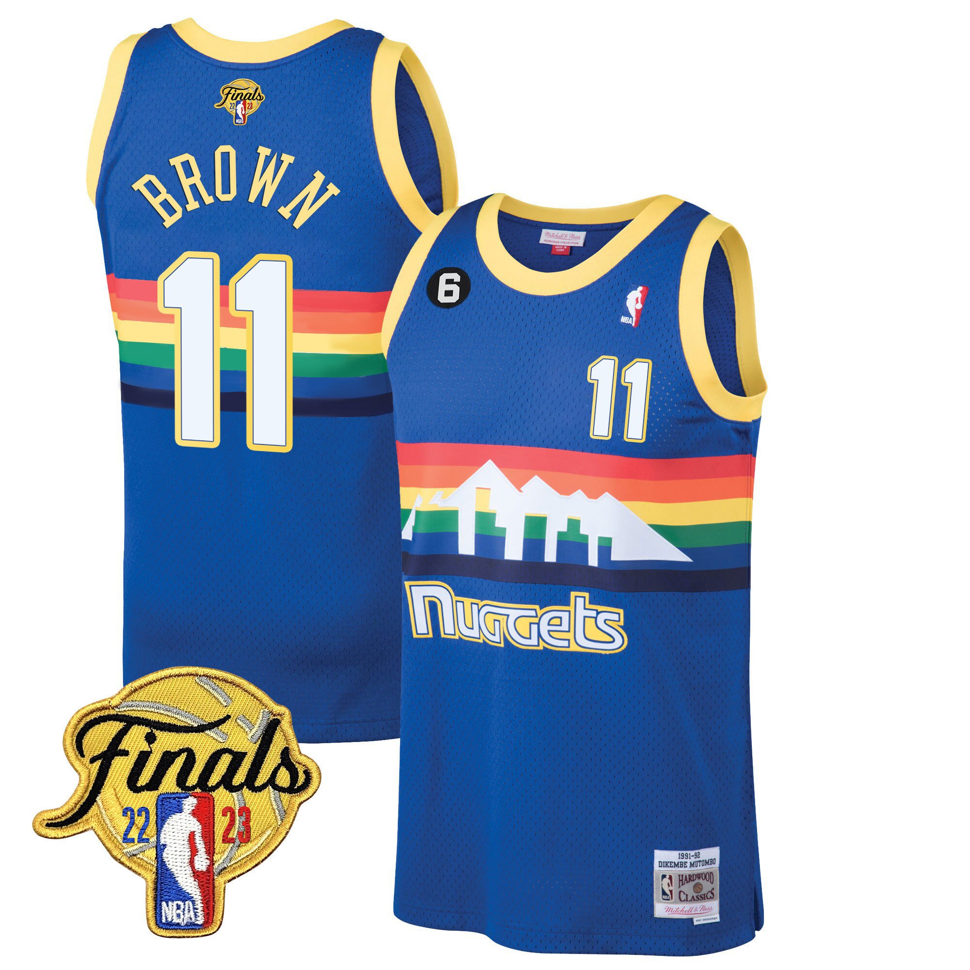 Bruce Brown Men's Denver Nuggets 2023 Finals Patch Collection Blue Classic Jersey - All Stitched