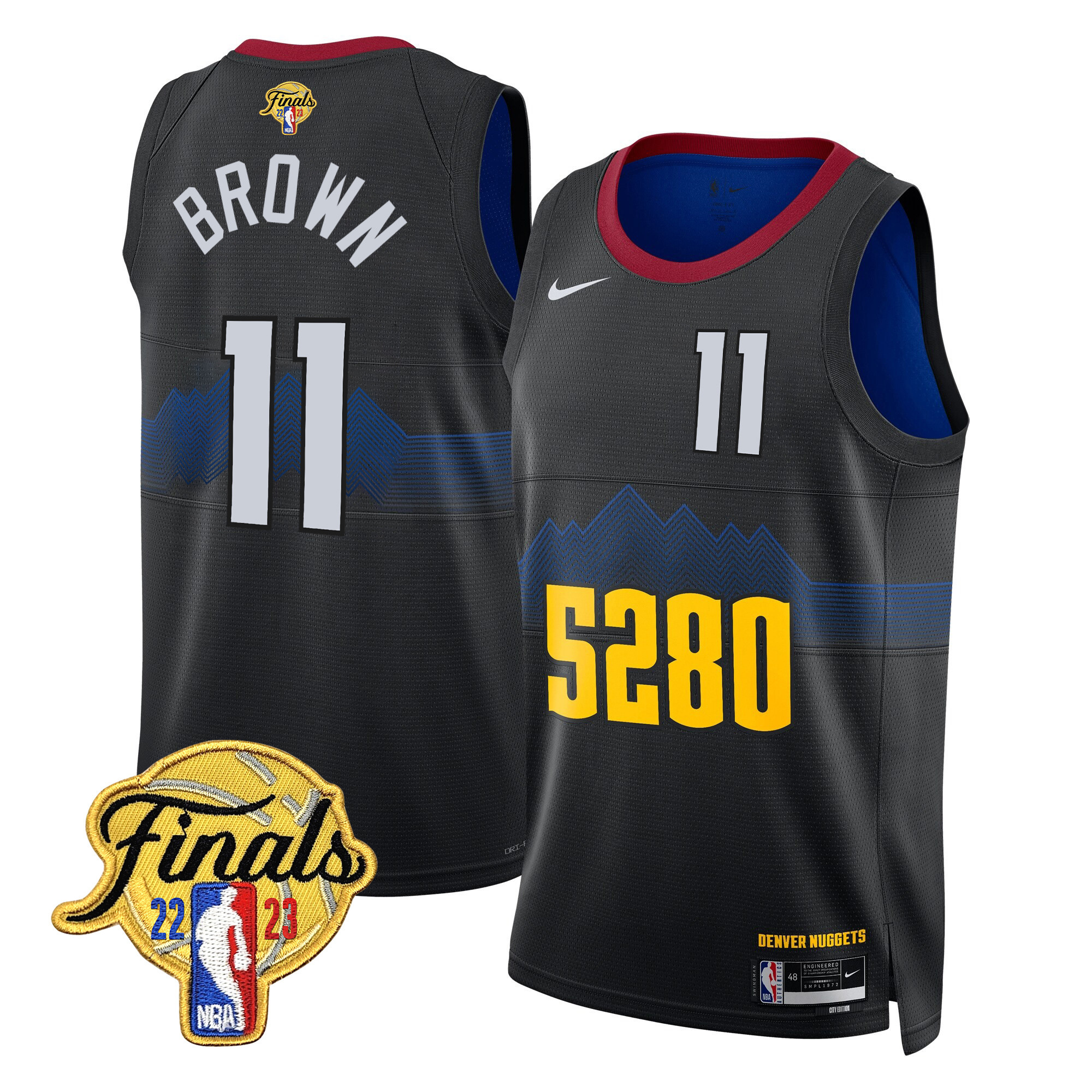Bruce Brown Men's Denver Nuggets 2023 Finals Patch Collection V2 5280 City Jersey - All Stitched