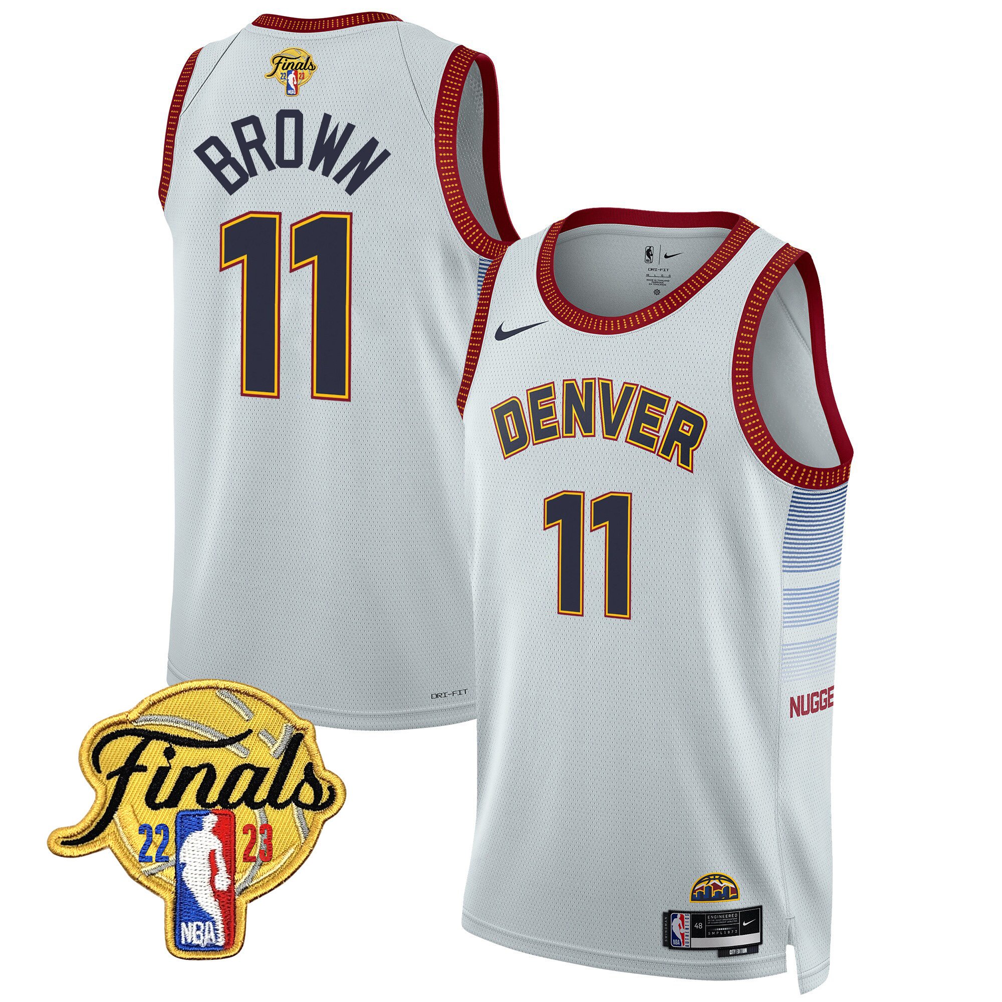 Bruce Brown Men's Denver Nuggets 2023 Finals Patch Collection V2 City Jersey - All Stitched