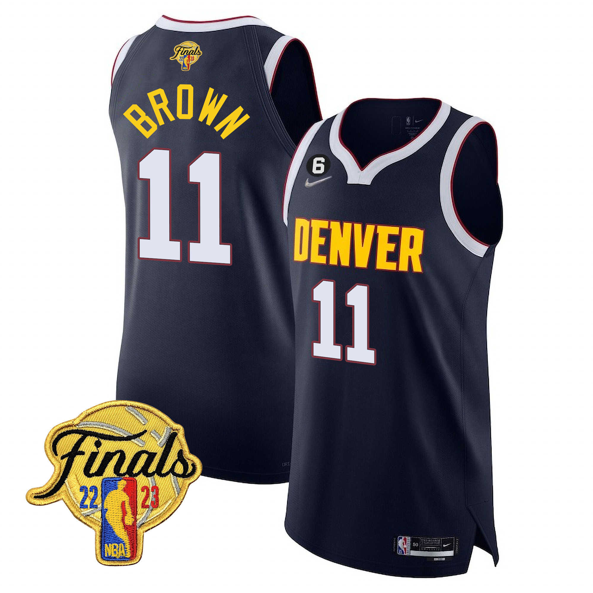 Bruce Brown Men's Denver Nuggets 2023 Finals Patch Collection V2 Diamond Jersey - All Stitched