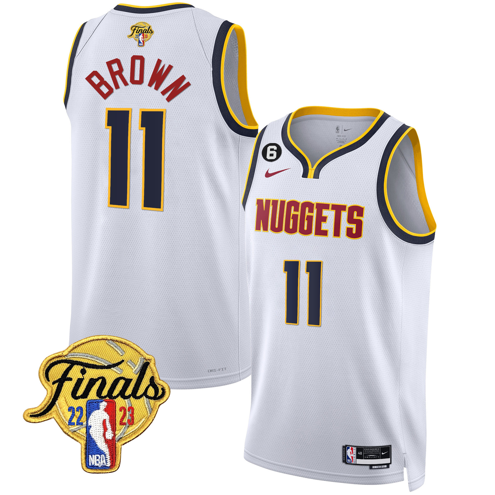 Bruce Brown Men's Denver Nuggets 2023 Finals Patch Gold Association Jersey - All Stitched