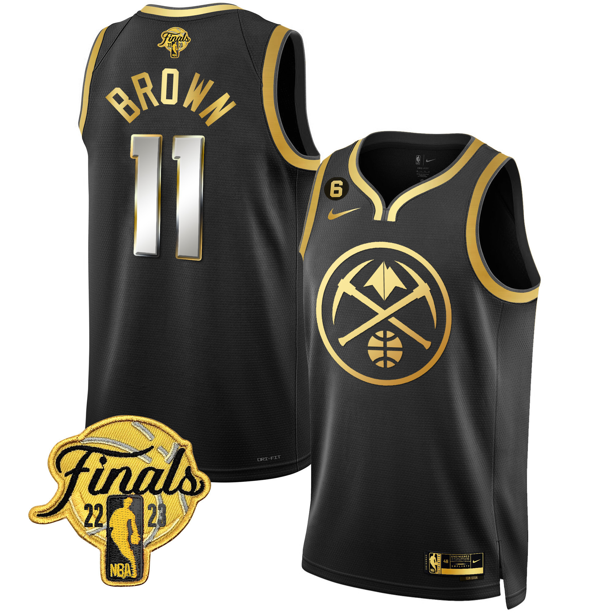 Bruce Brown Men's Denver Nuggets 2023 Finals Patch Gold Special Black Limited Jersey - All Stitched