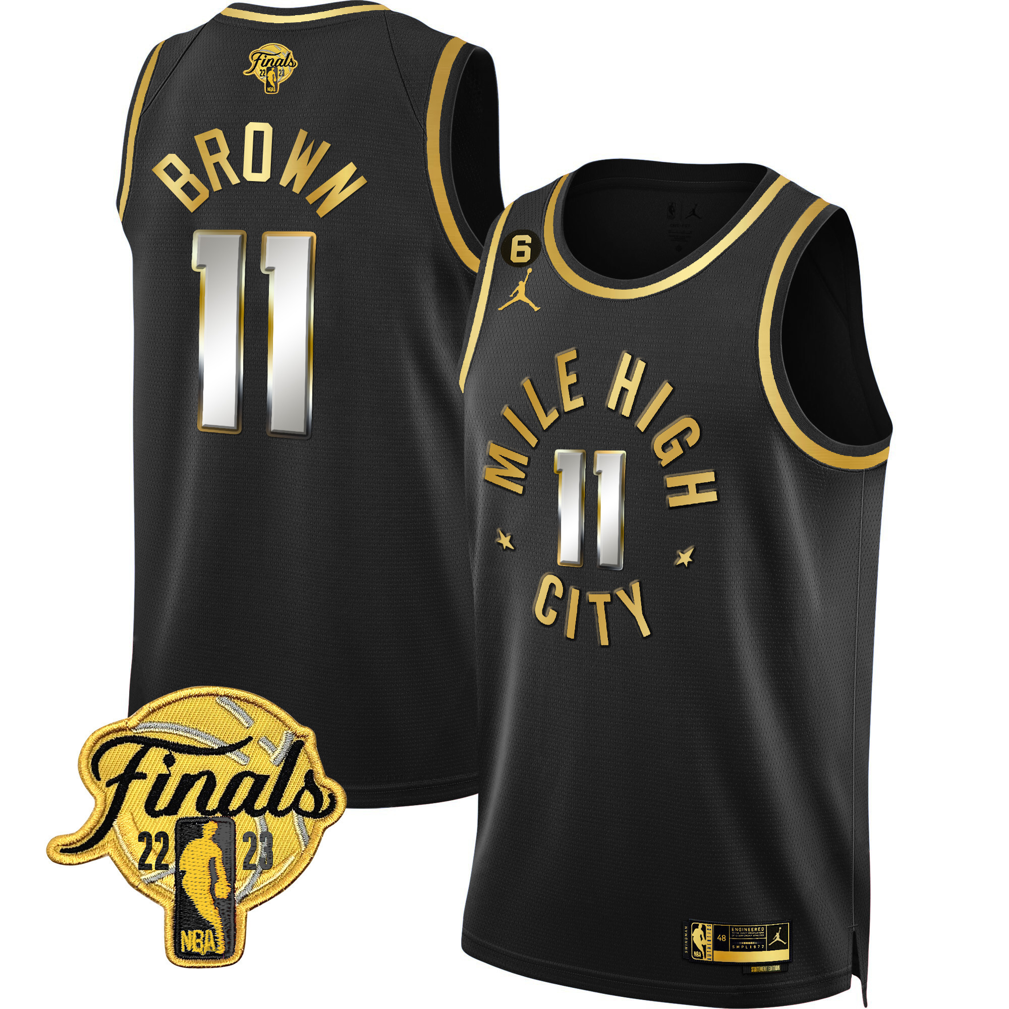 Bruce Brown Men's Denver Nuggets 2023 Finals Patch Gold Statement Limited Jersey - All Stitched