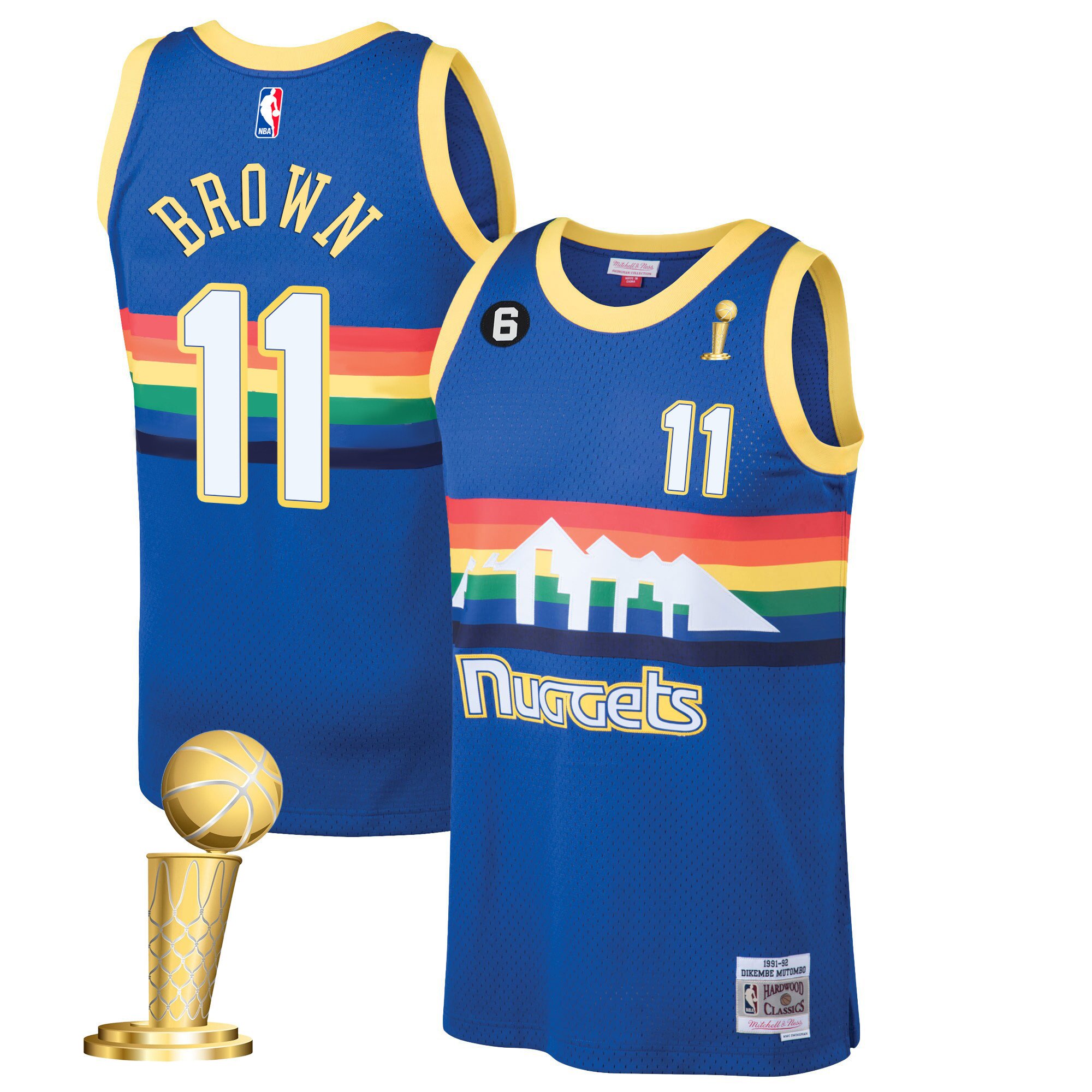 Bruce Brown Youth's Denver Nuggets 2023 Champions Collection Blue Classic Jersey - All Stitched