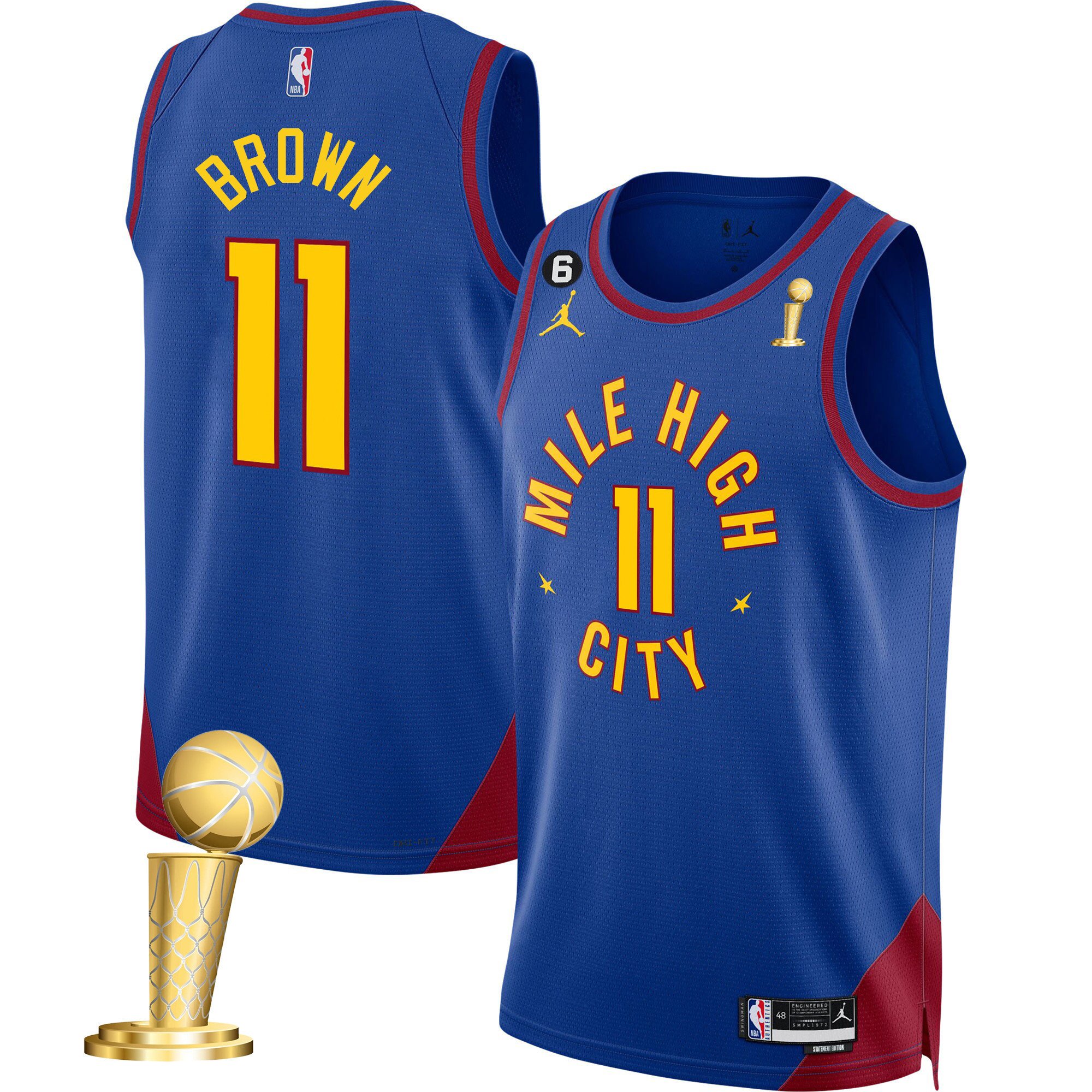 Bruce Brown Youth's Denver Nuggets 2023 Champions Collection Statement Jersey - All Stitched