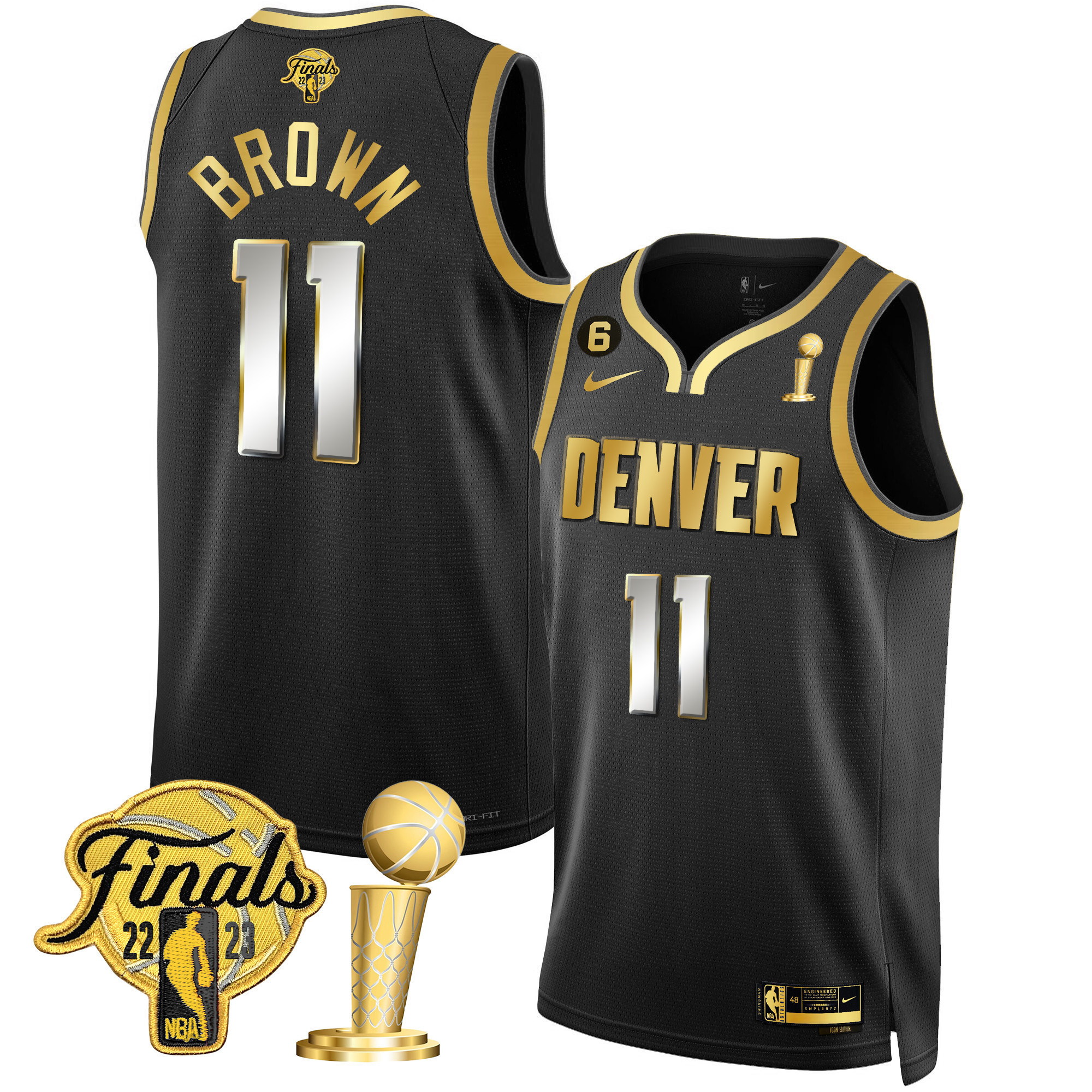 Bruce Brown Youth's Denver Nuggets 2023 Finals & Champions Patch Black Limited Jersey - All Stitched