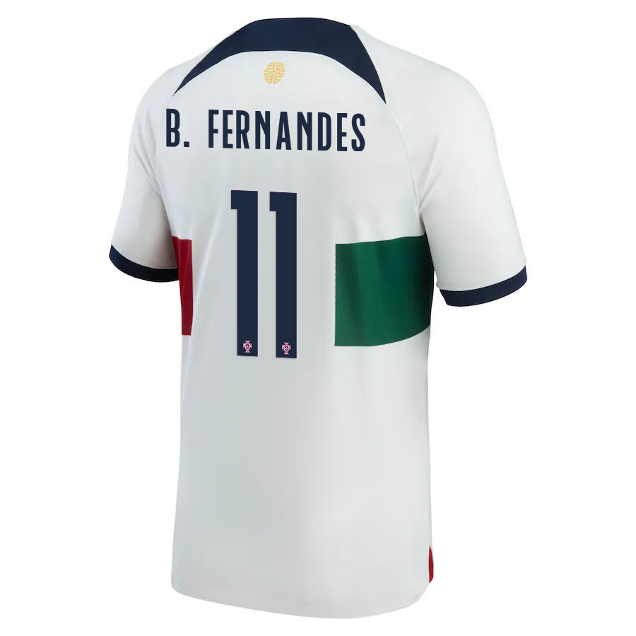 Bruno Fernandes 11 FIFA World Cup Qatar 2022 Patch Portugal National Team – Away  Soccer Jersey