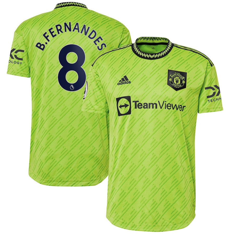 Bruno Fernandes 8 Manchester United 2022/23 Third Player Men Soccer Jersey – Neon Green