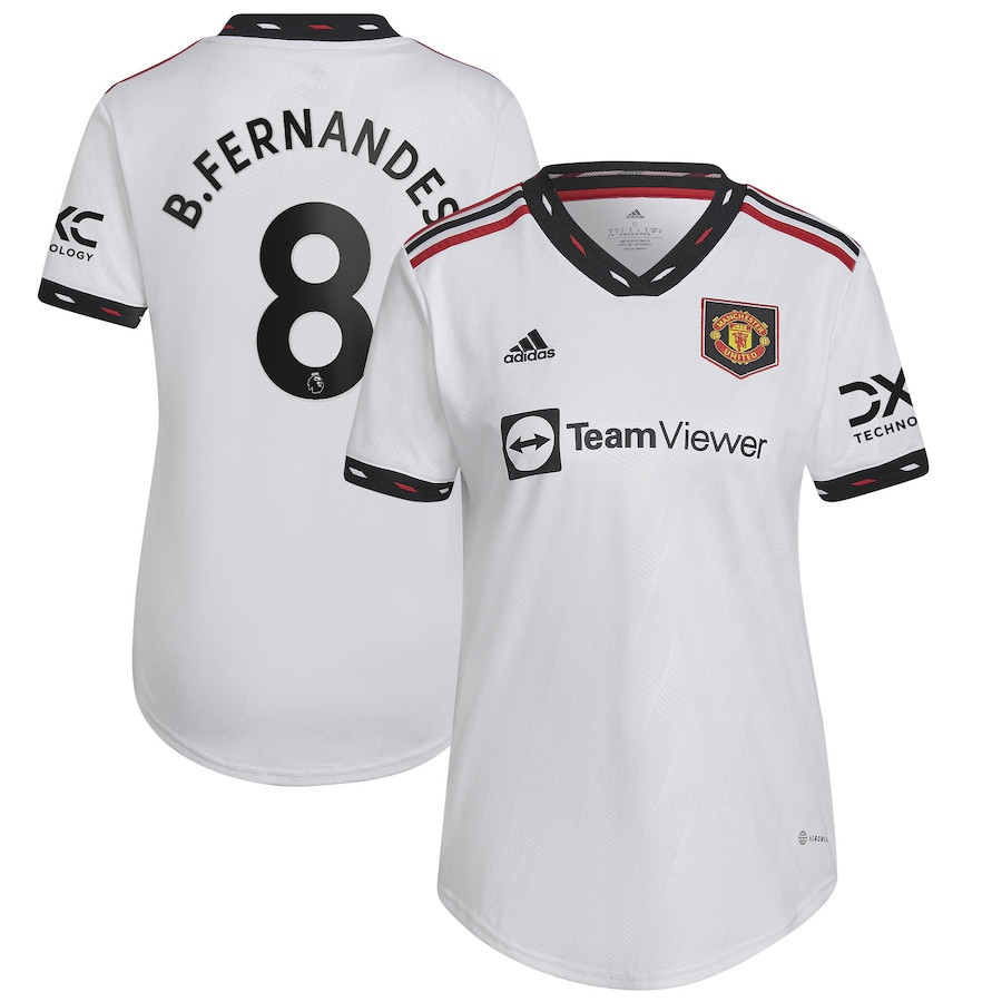 Bruno Fernandes 8 Manchester United Women 2022/23 Away Soccer Jersey – White