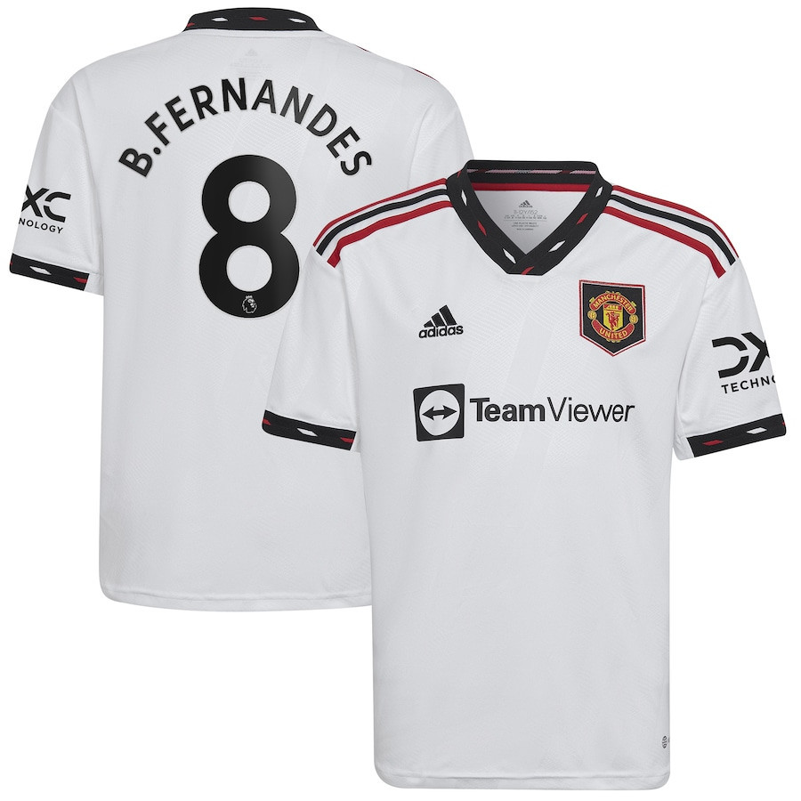 Bruno Fernandes 8 Manchester United  2022/23 Away Player Soccer Jersey – White