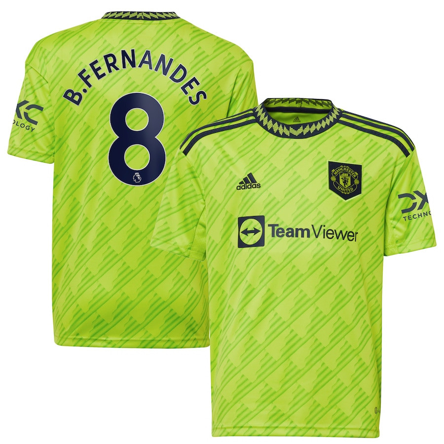 Bruno Fernandes 8 Manchester United  2022/23 Third Player Soccer Jersey – Neon Green
