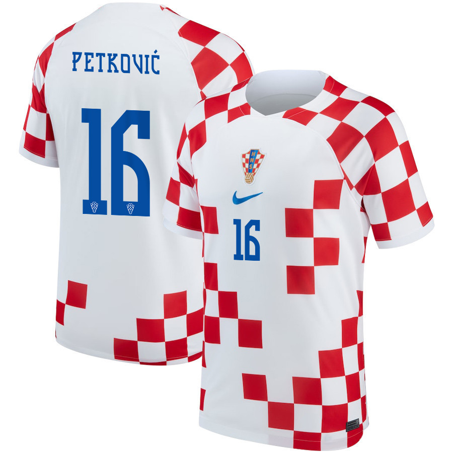Bruno Petkovic 16 Croatia National Team 2022-23 Qatar World Cup- Home Men Soccer Jersey