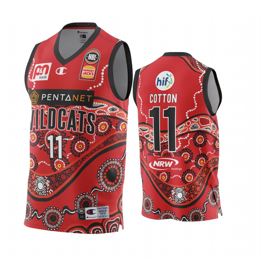 Bryce Cotton Perth Wildcats NBL Indigenous Round 2022 Jersey #11 Red Special Edition Uniform