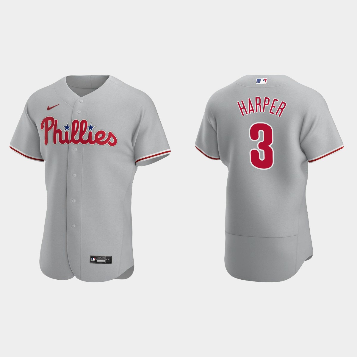 Bryce Harper #3 Philadelphia Phillies Gray 2020 Road Jersey