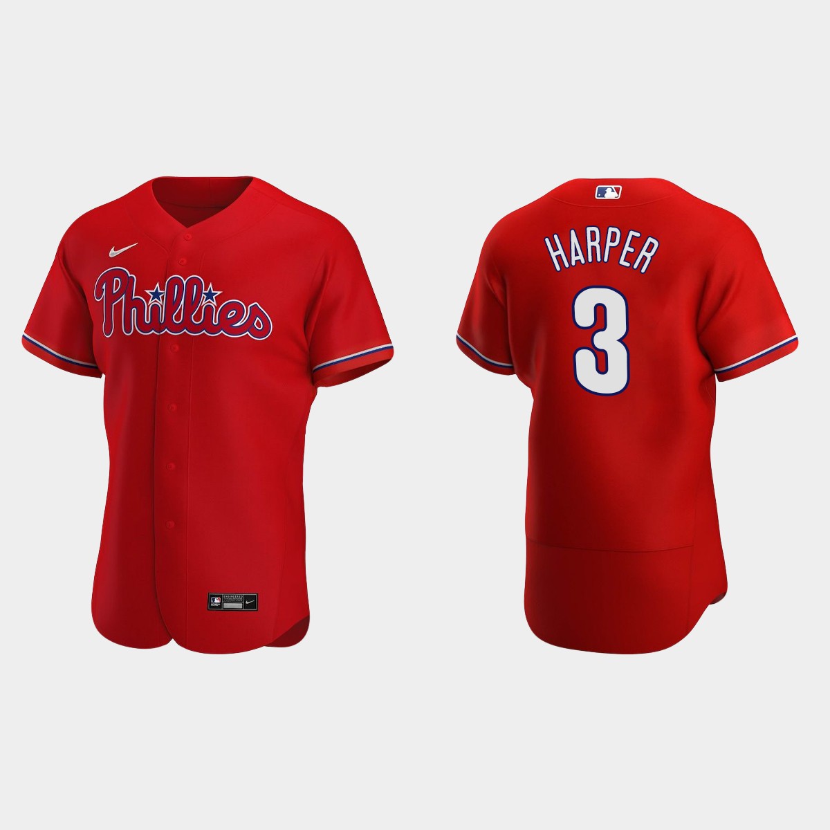 Bryce Harper #3 Philadelphia Phillies Red 2020 Alternate Jersey