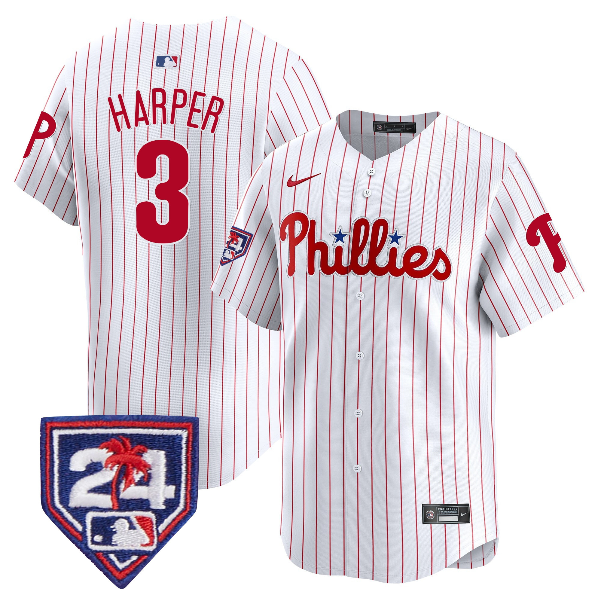 Bryce Harper Men's Philadelphia Phillies 2024 Spring Training Patch Vapor Premier Limited White Jersey - All Stitched