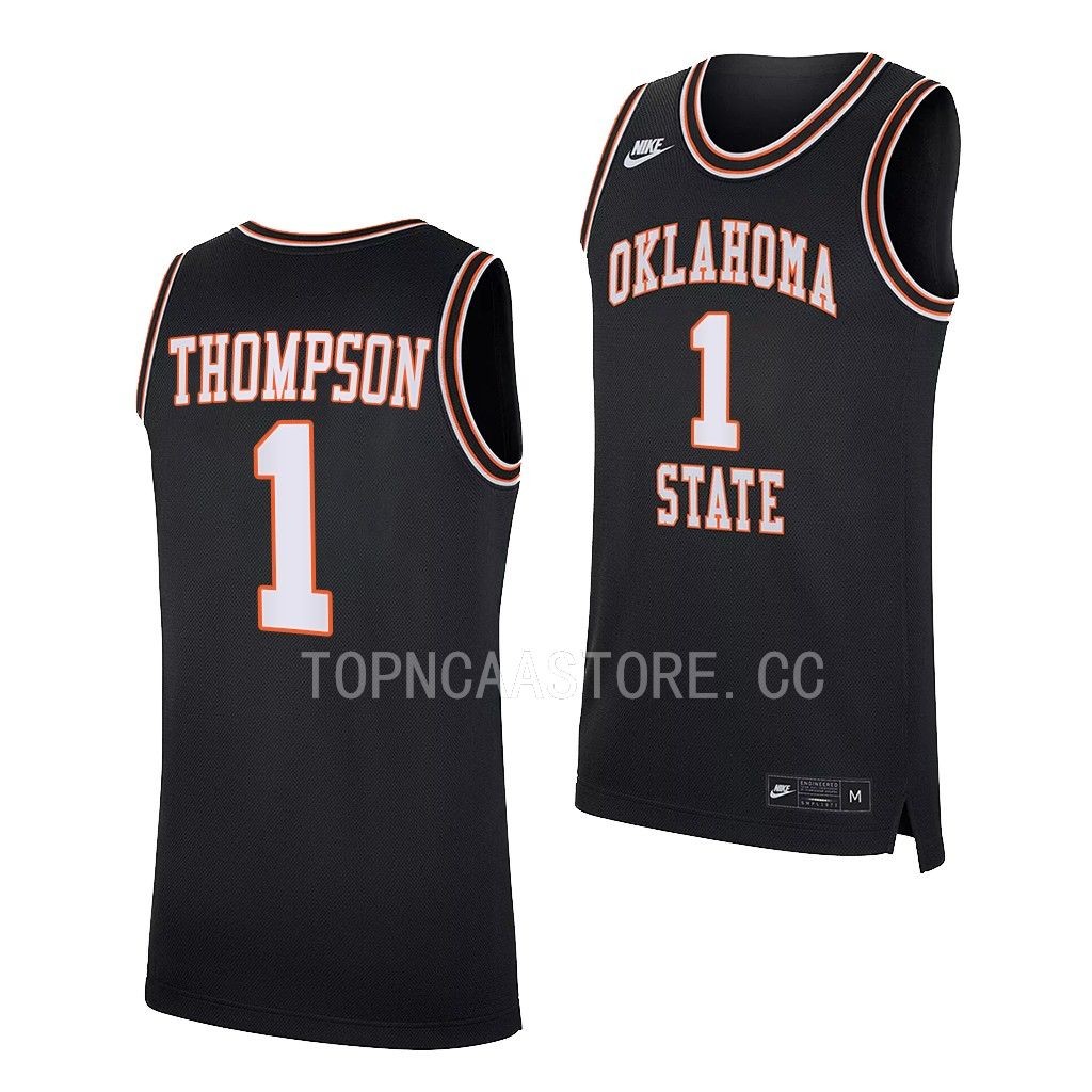 Bryce Thompson Oklahoma State Cowboys #1 Black Retro Jersey 2022-23