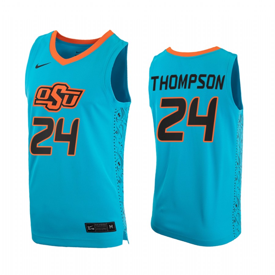 Bryce Thompson Oklahoma State Cowboys Turquoise Jersey 2021 College Alternate