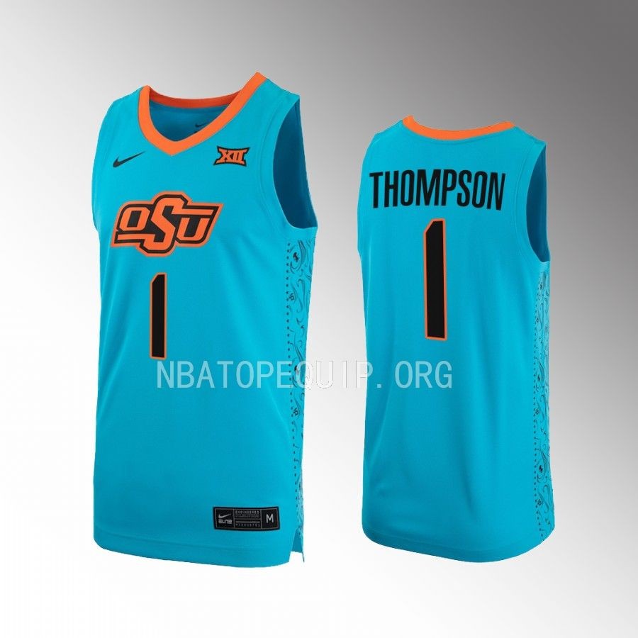 Bryce Thompson OSU Cowboys Turquoise Jersey 2022-23 Alternate