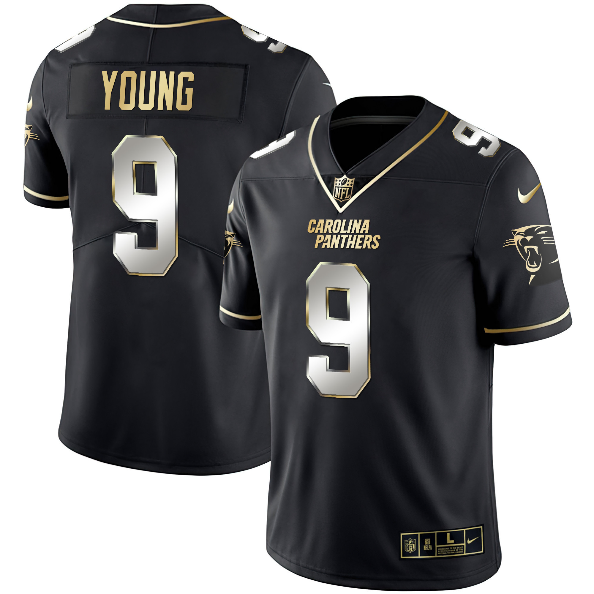 Bryce Young Men's Carolina Panthers Black Gold & White Gold Vapor Limited Black Limited Jersey - All Stitched 